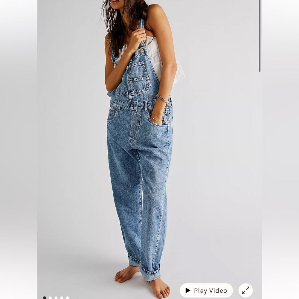 Free People We The Free Ziggy Denim Overalls in Powder Blue